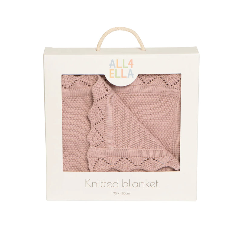 All4Ella | 100% Cotton Knitted Blanket - Dusty Pink