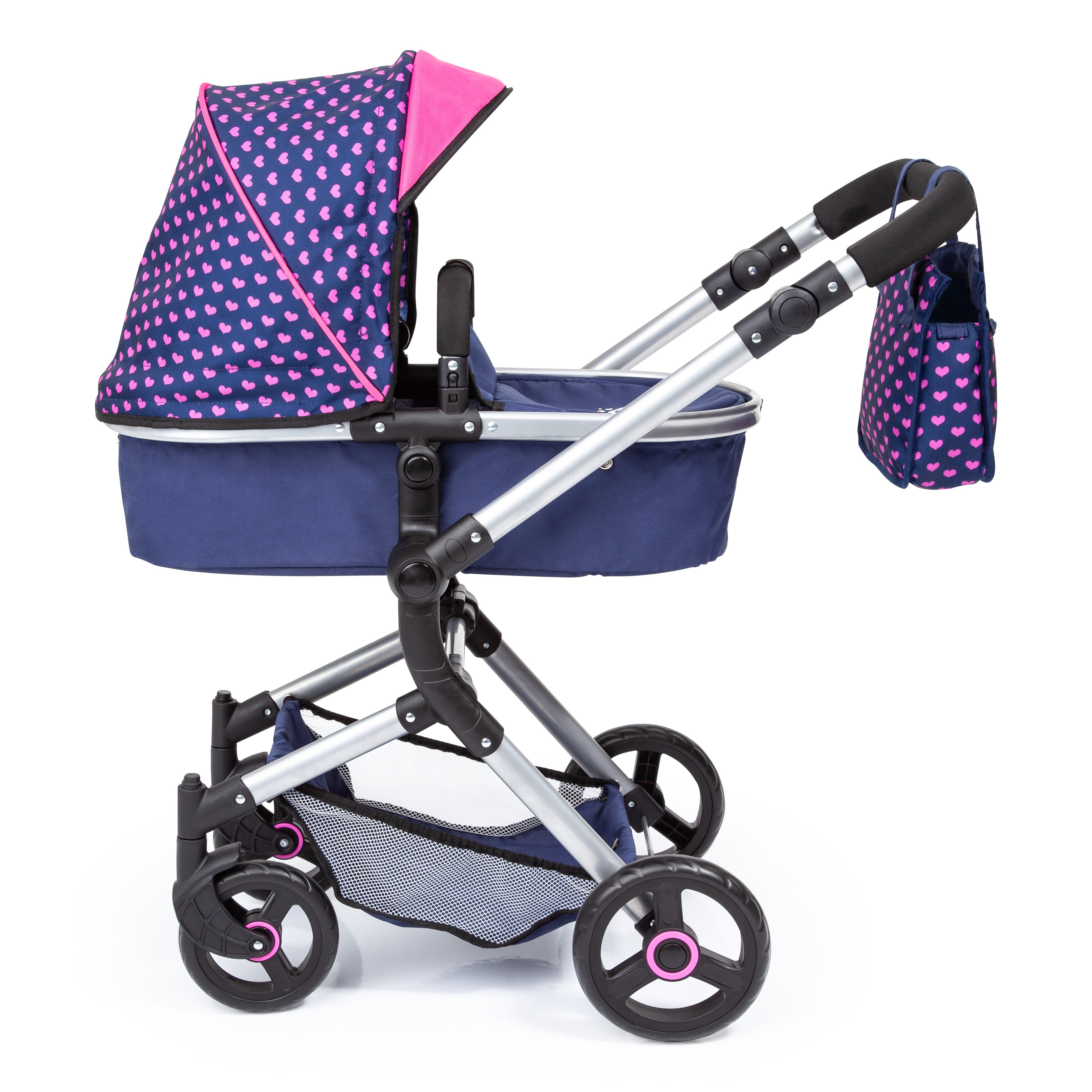 Bayer Neo Vario Combi Dolls Pram Navy Pink