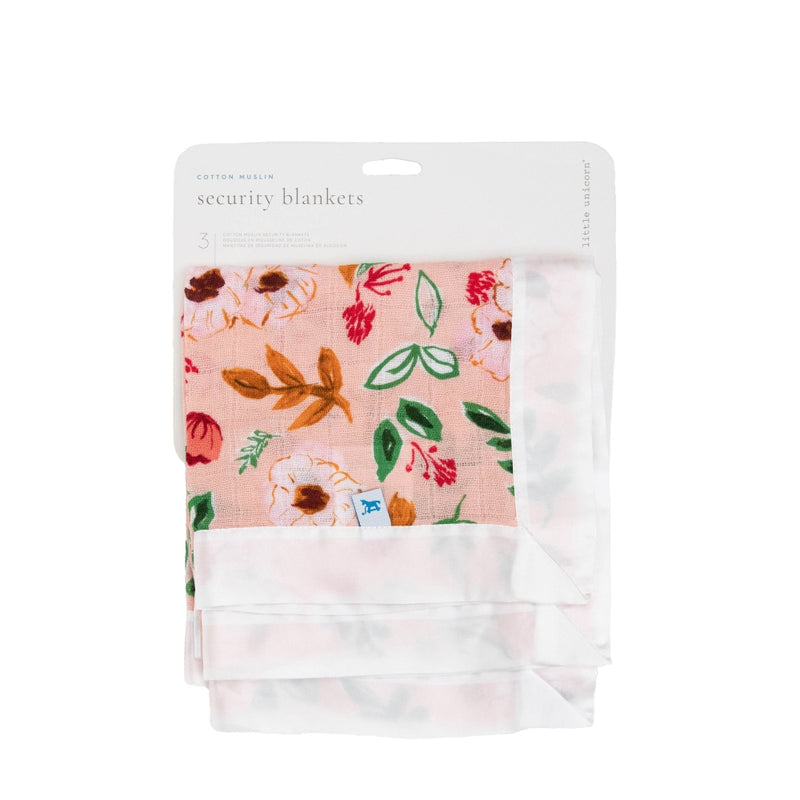 Cotton Muslin Security Blanket 3 Pack - Vintage Floral