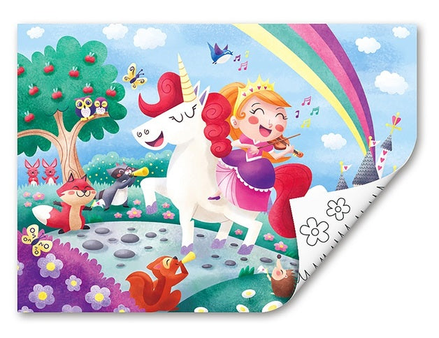 Hape | 24pc Wooden Double Sided Colouring Puzzle - Unicorn Friends