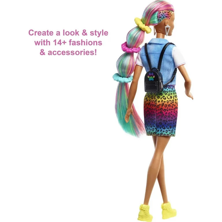 Barbie Leopard Rainbow Hair Doll - Assorted