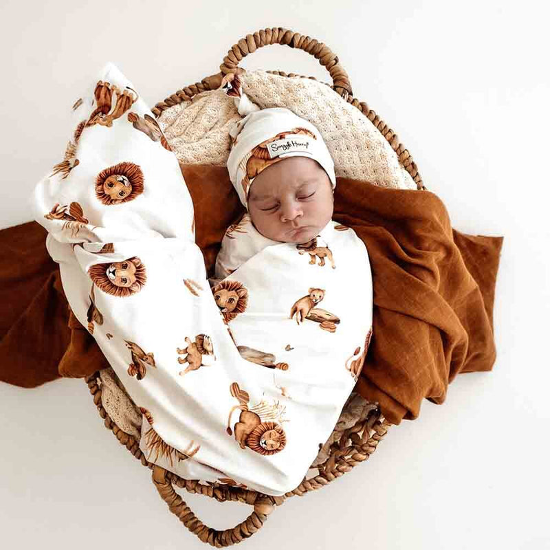 Snuggle Hunny | Lion Baby Jersey Wrap & Beanie Set