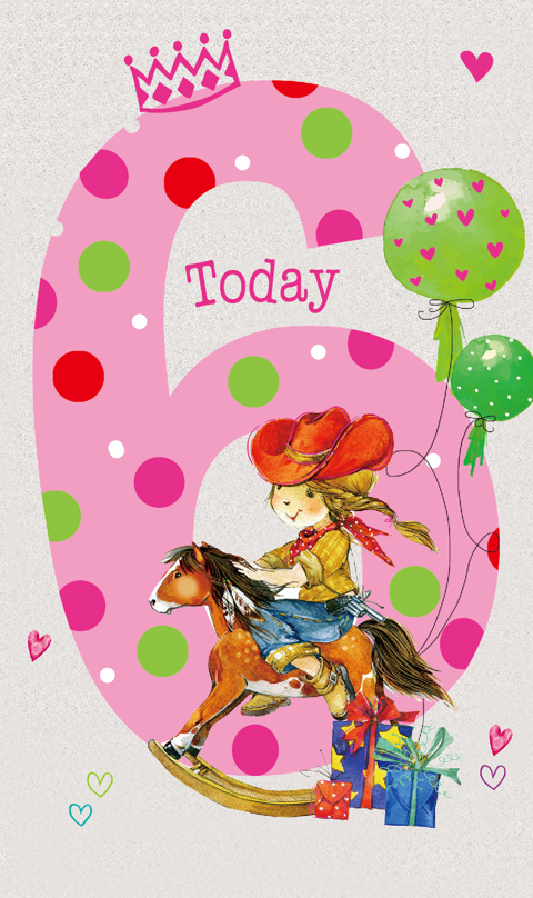6 Today Girl's birthday card