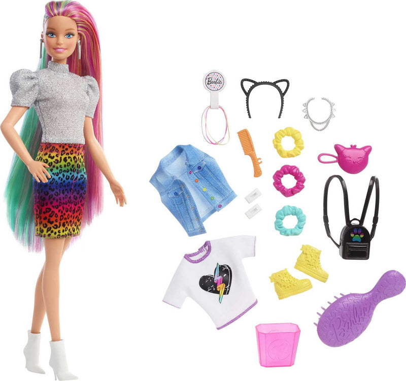 Barbie Leopard Rainbow Hair Doll - Assorted