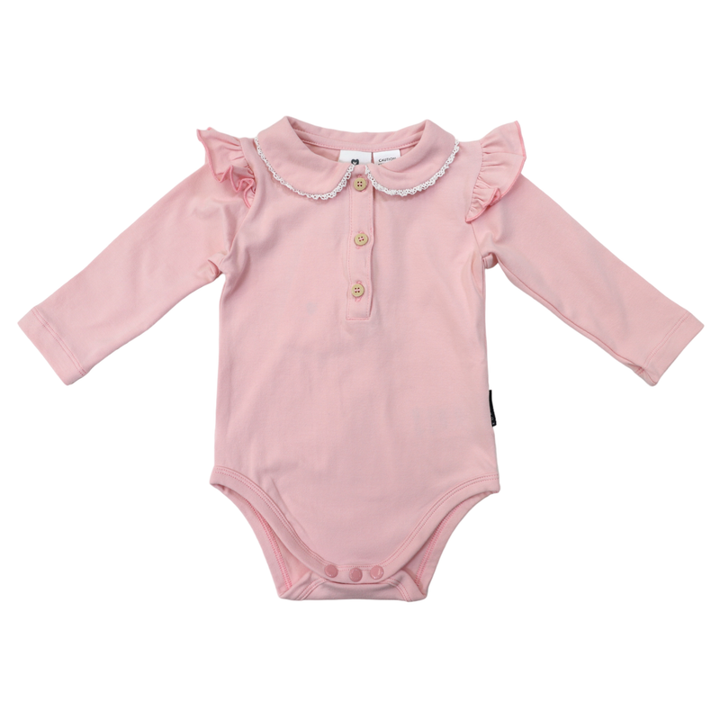 Korango | Baby Girls Collared Bodysuit - Dusty Pink