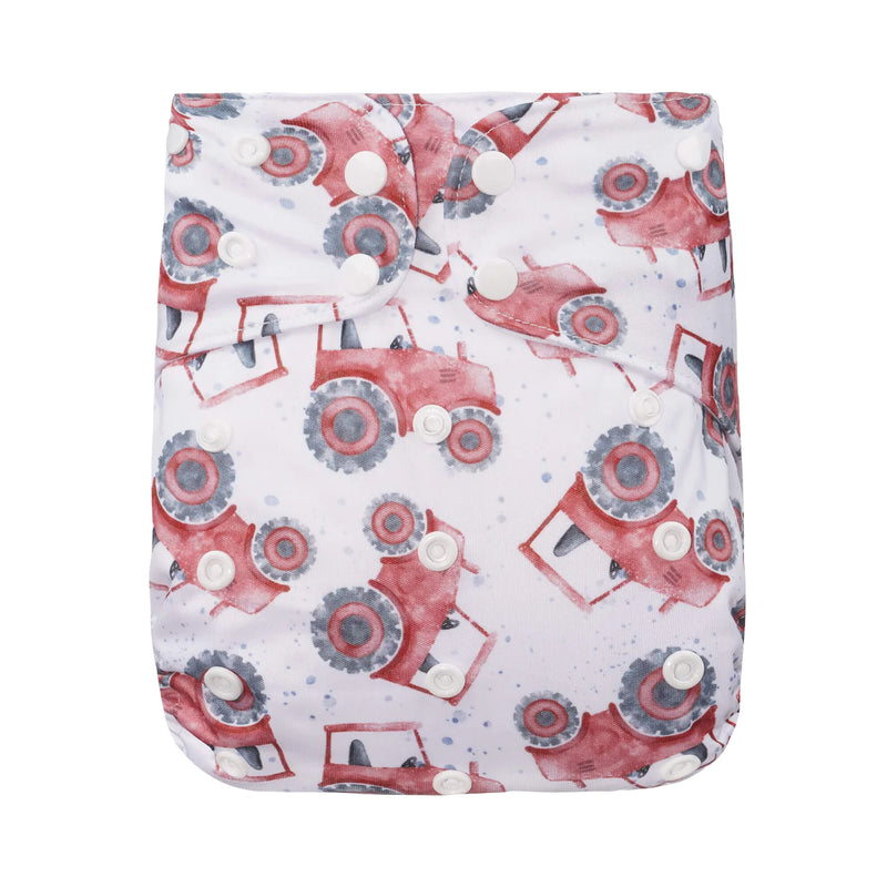 Bear & Moo | Little Red Tractor Cloth Nappy | Large