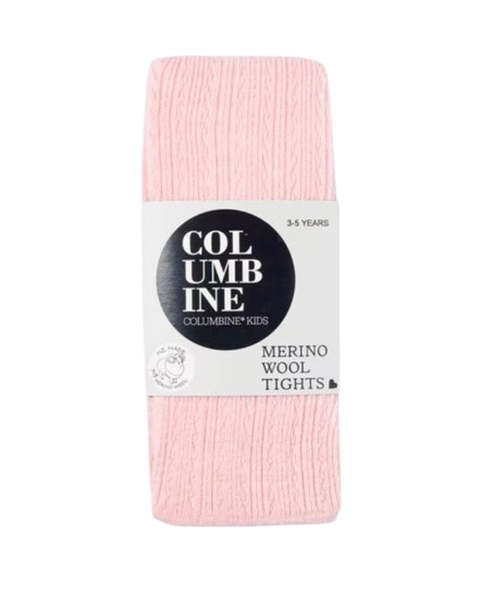Columbine | Merino Wool Liner Cable Pink Tights - Powder Pink
