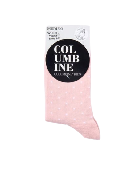 Columbine | Merino Crew Baby Socks - Powder & White Dot