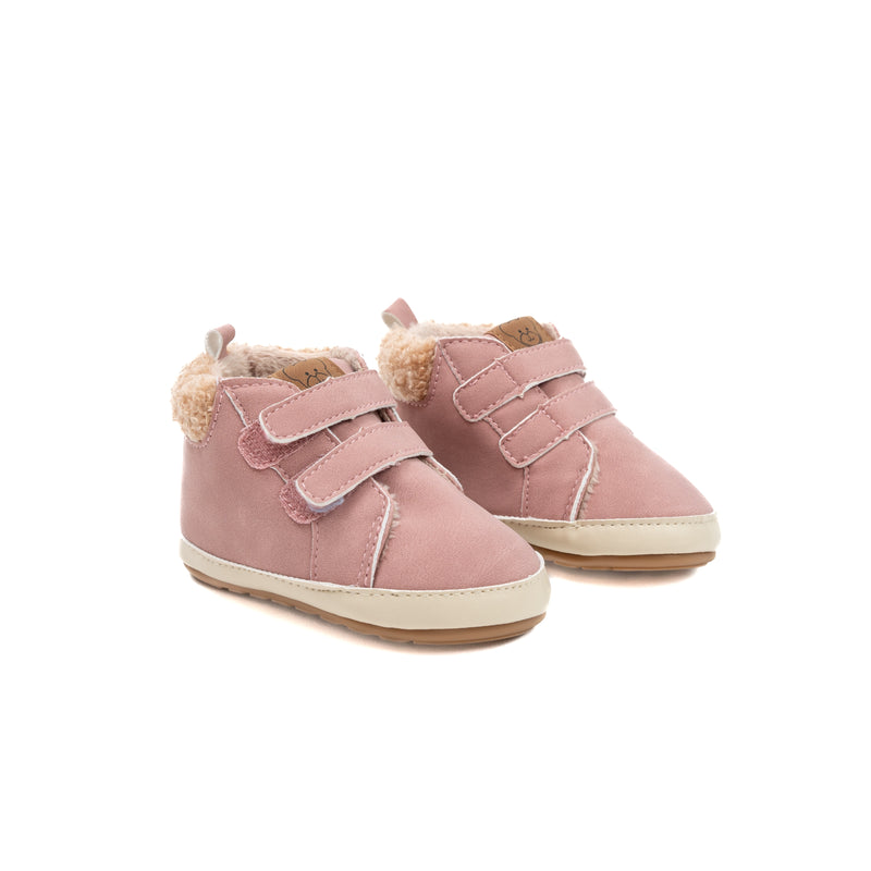 Hi-Hop | Baby Suede Fur 2 Strap Boots - Pink