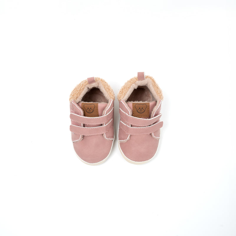 Hi-Hop | Baby Suede Fur 2 Strap Boots - Pink