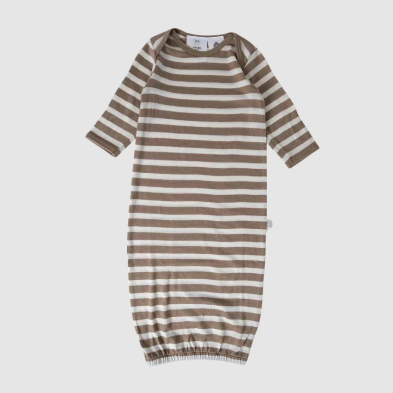 Babu | Merino Bundler Nightgown - Walnut Stripe