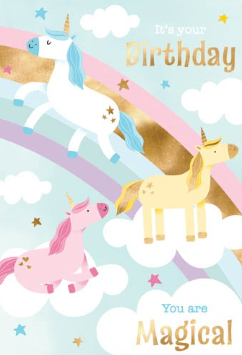 Deluxe You Are Magical Birthday card - Unicorns