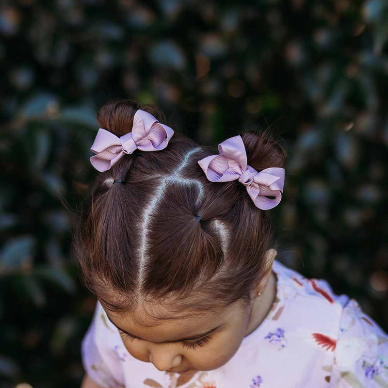 Snuggle Hunny Piggy Tail Bow Hair Clips - Soft Violet