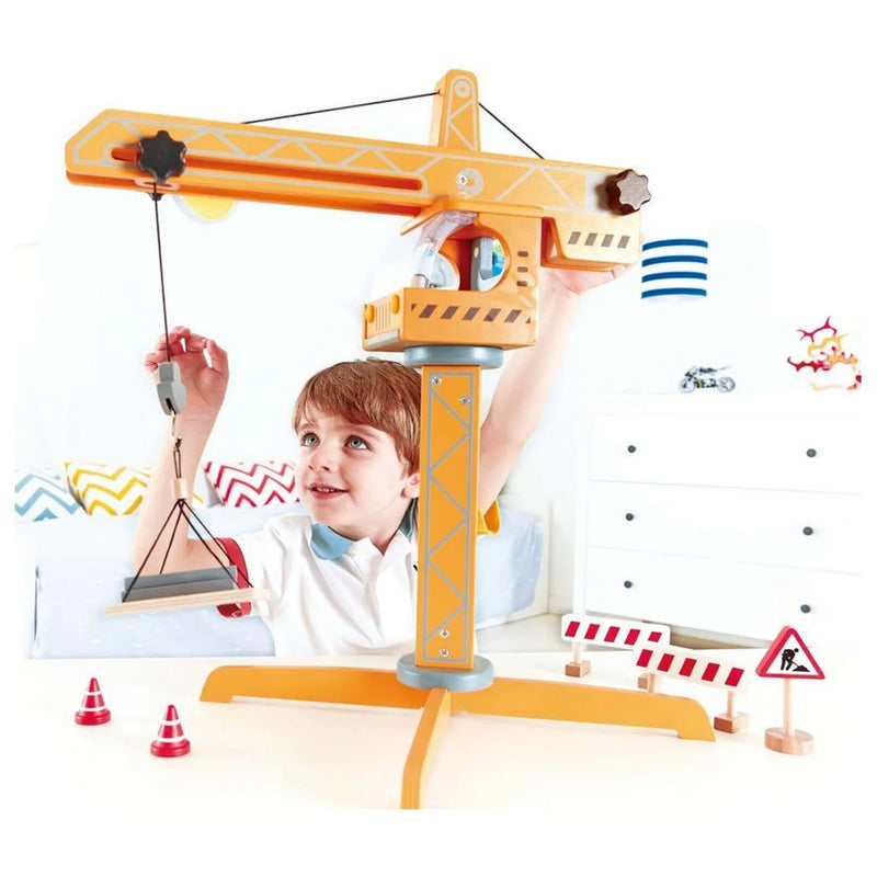 Hape Wooden Crane Lift Play Set