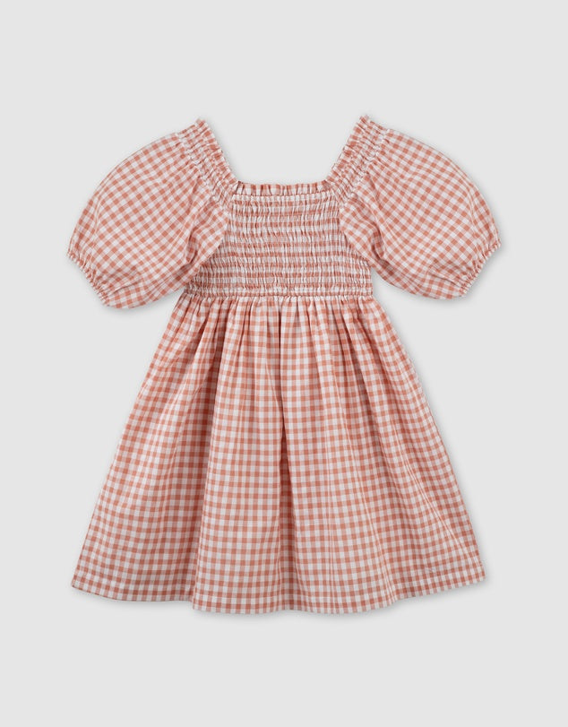 Designer Kidz | Lily Puff Sleeve Dress-Terracotta