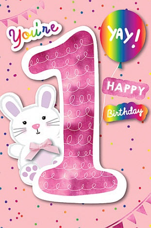 Handiworks Birthday Card - 1st Girl Birthday