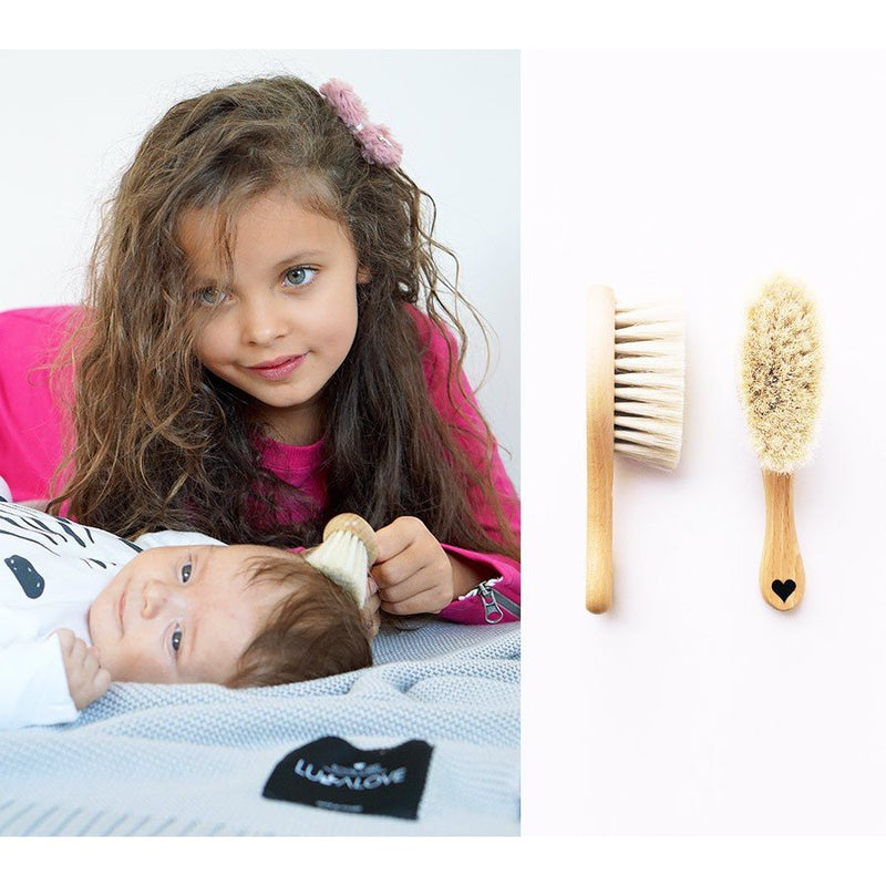 Lullalove: Hairbrush Set with Goat's Bristle and Washcloth - Princess