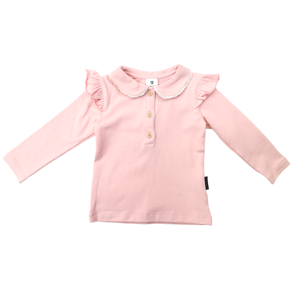 Korango | Frill Collared Cotton Blouse - Dusty Pink