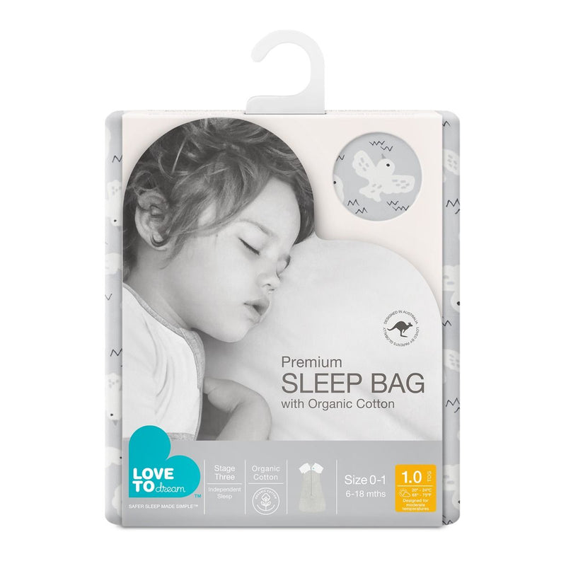 Love to Dream | Sleep Bag 1.0 Tog - Grey Doves