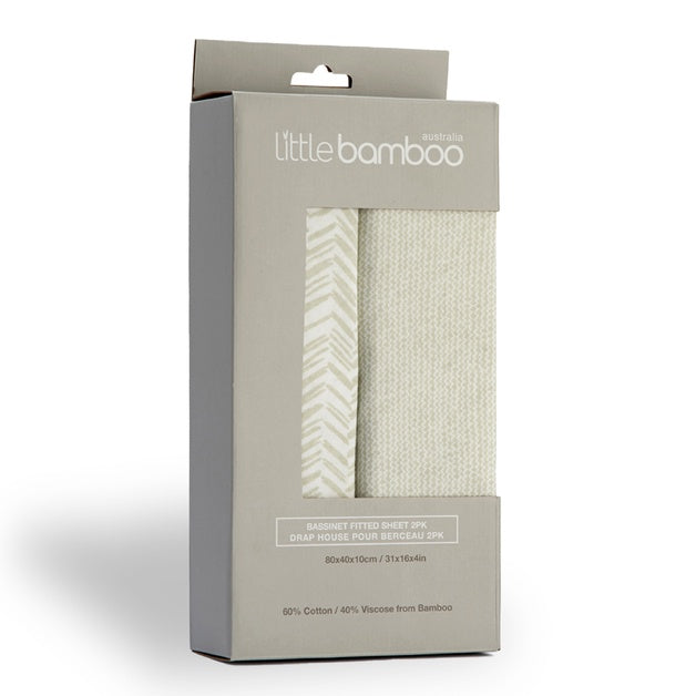 Little Bamboo: Jersey Fitted Bassinet Sheet - Herringbone Whisper