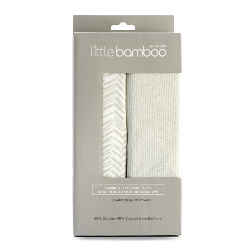 Little Bamboo: Jersey Fitted Bassinet Sheet - Herringbone Whisper