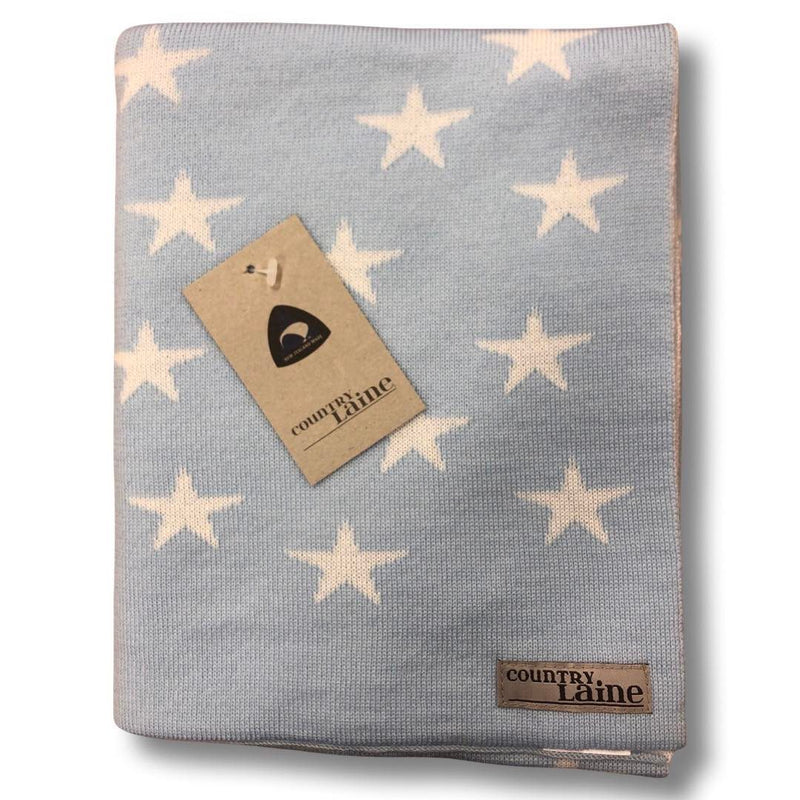 Country Laine Merino Light Blue Star Blanket