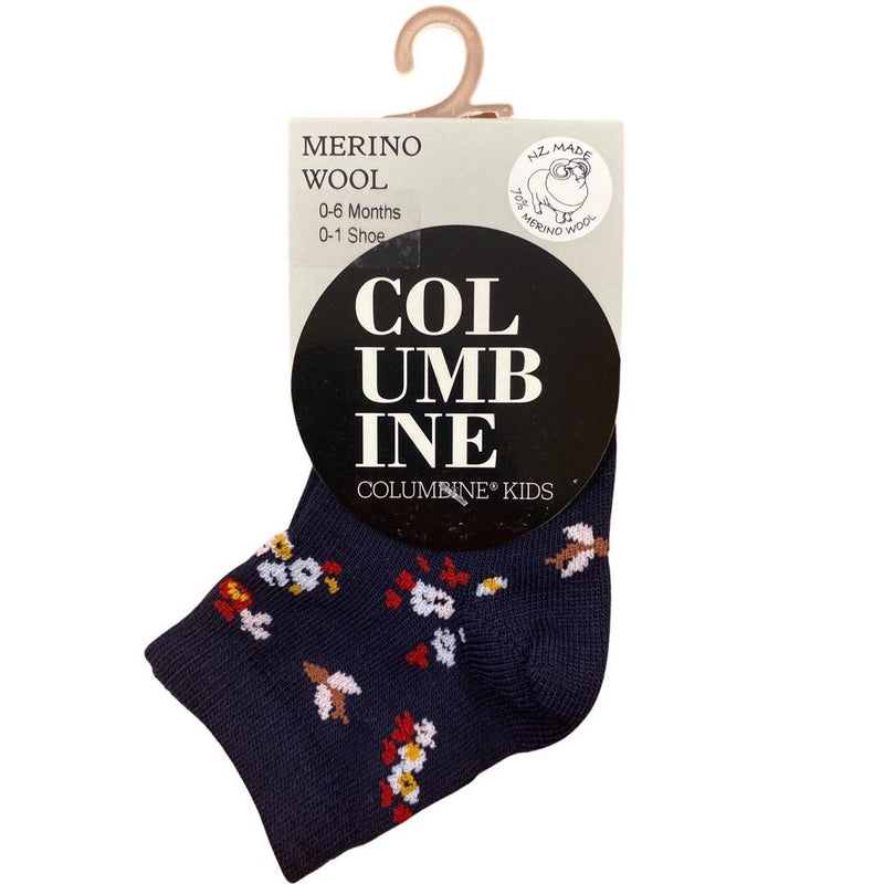 Columbine | Merino Crew Socks - Navy Floral