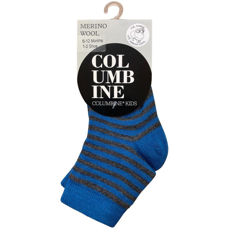 Columbine | Merino Striped Crew Socks - Teal & Grey