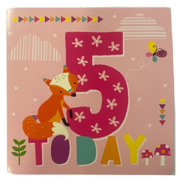 Med Sized Birthday Card - Girls 5 Today