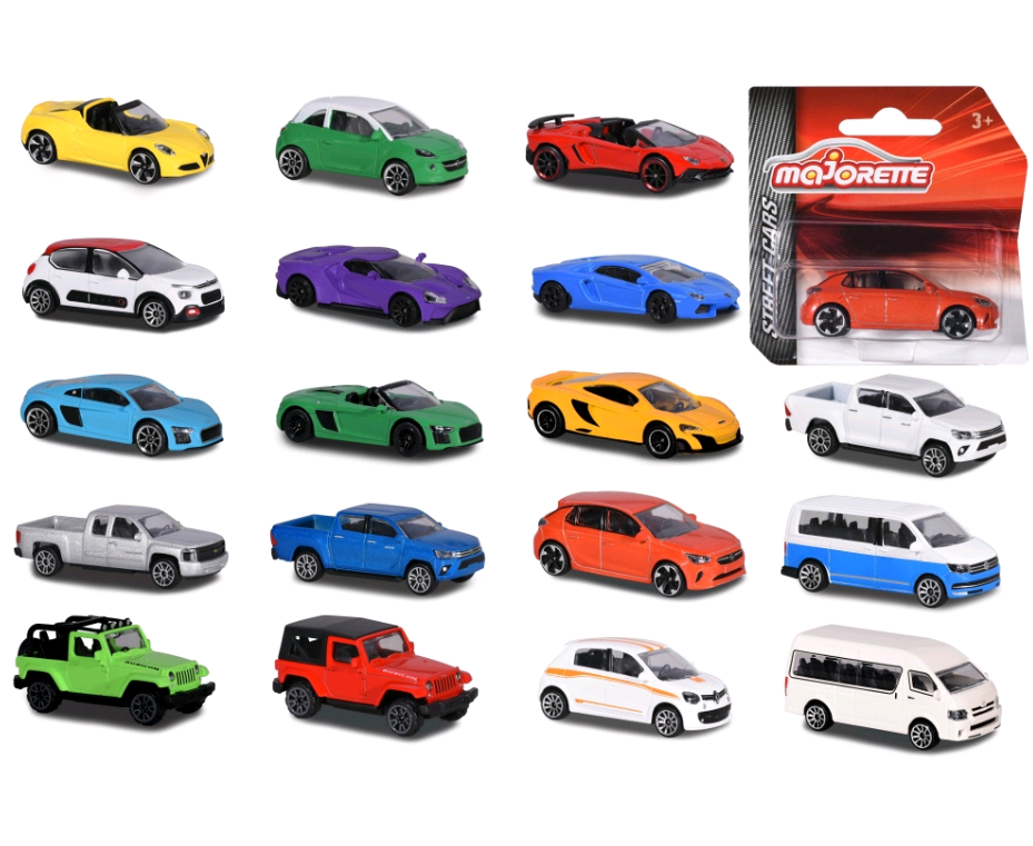  Majorette Racing Cars - 1 of 18 Random Toy Cars Highly Detailed  1:64 Scale (7.5cm) with Trading Card Model Car for Kids Ages 3+ : No Name:  Toys & Games