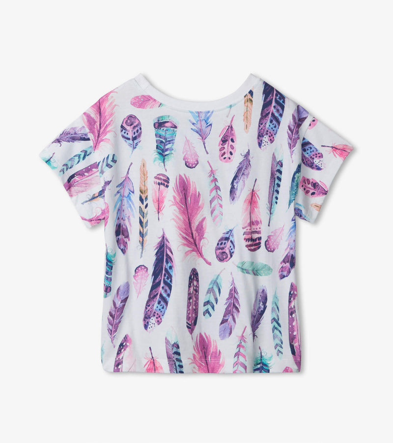 Hatley | Watercolour Feathers Pleated Slouchy Tee