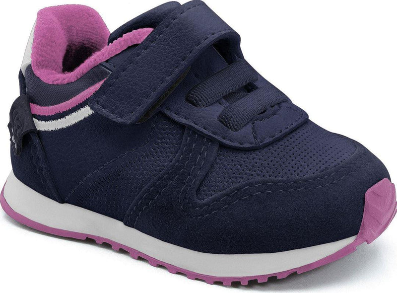 Klin | Toddler Girls Sneakers - Navy with Pink Trim