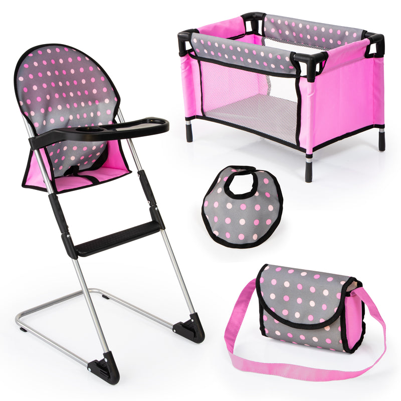 Bayer | Limited HIGH CHAIR WITH TRAVEL BED SET Pink & Grey RRP $119.99