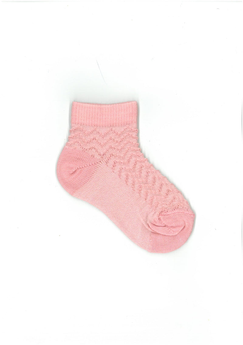 Columbine | Merino Zigzag Crop Baby Sock - Pink