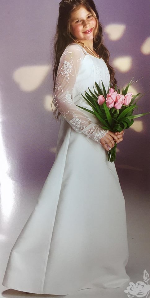 Bamboo | Girls Bridesmaid White Lace Sleeve Dress