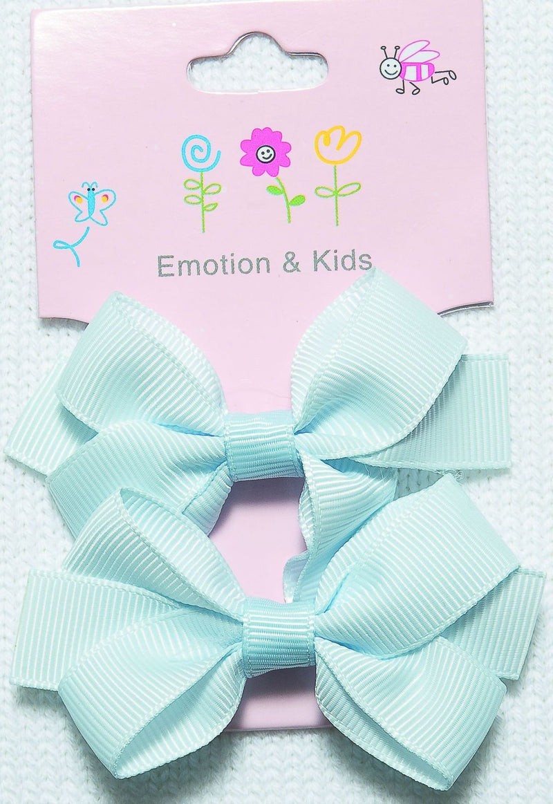 Emotion & Kids | 2 Blue Plain Large Hair Clip Bows