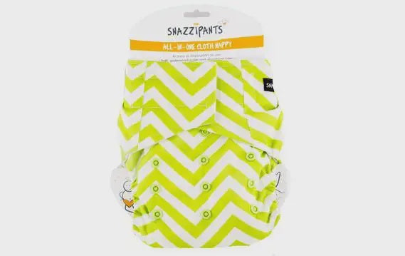 Snazzipants All in One Cloth Nappy - Chevron green