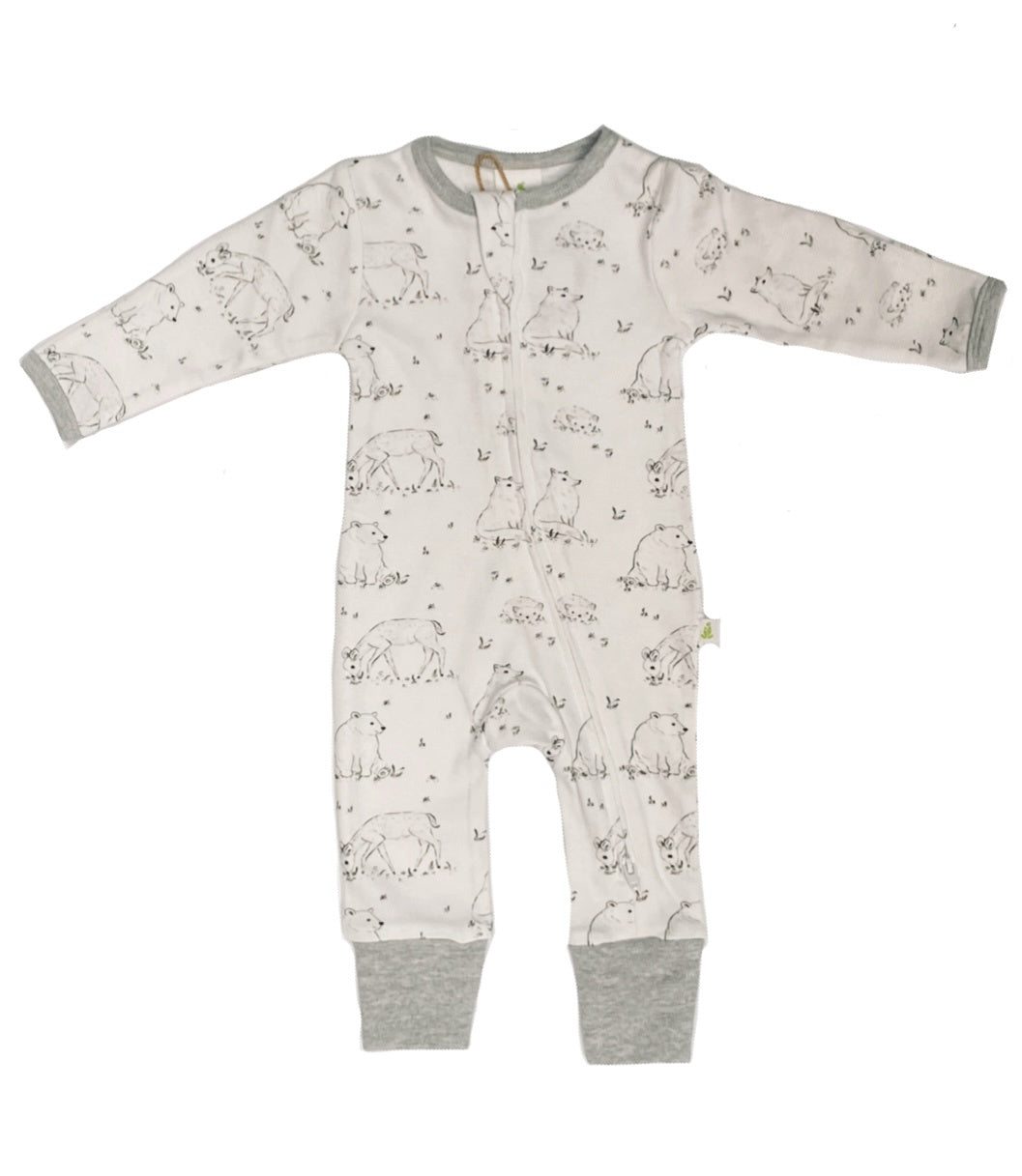 Imababywear Forest Friends Long Sleeve Forest Friends Long Sleeve Zipsuit with Feet main image 1