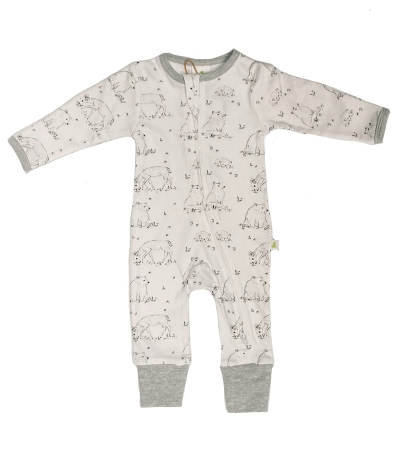 Imababywear | Baby's Long Sleeve Zipsuit - Forest Animals