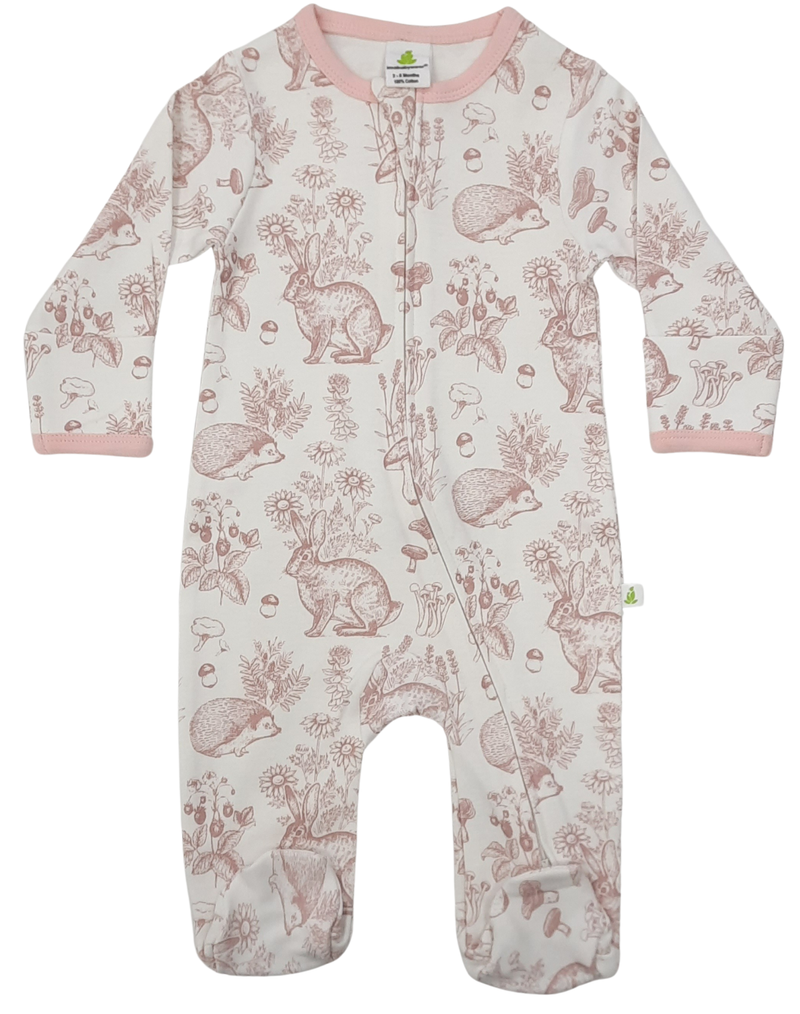 Imababy | Zipsuit w/Feet-Mushroom Forest - Pink