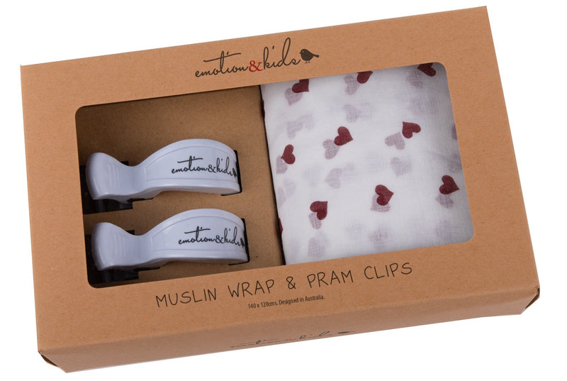 RED HEART MUSLIN WITH WHITE CLIPS PACK