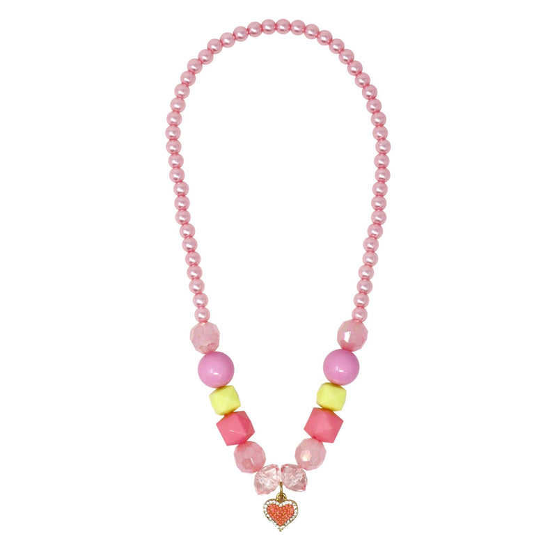 Pink Poppy | My lovely Pink Heart Charm Stretch Beaded necklace