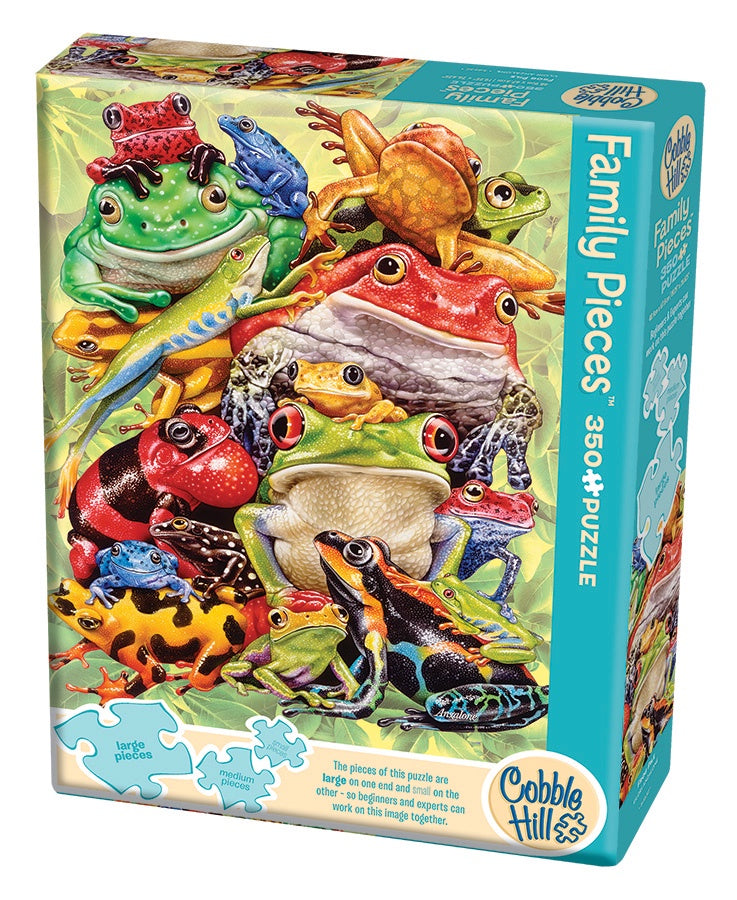 Frog Pile, 350pcs, three puzzle piece sizes Family