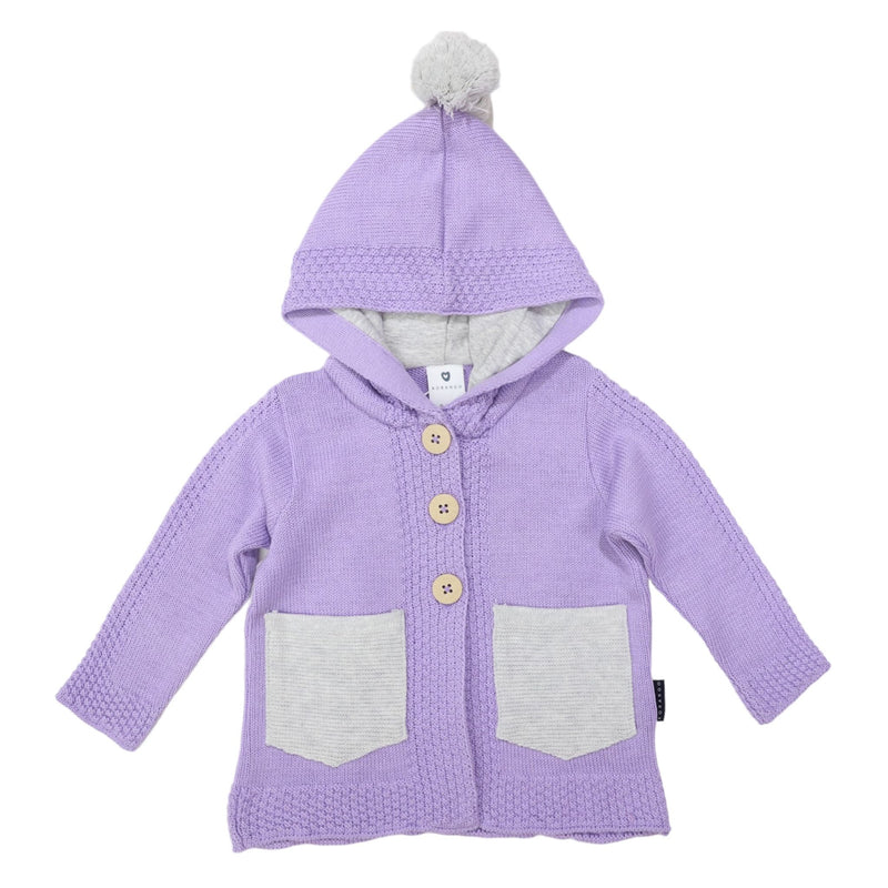 Korango | Baby Girls Knit Jacket with Contrast Pockets - Lilac