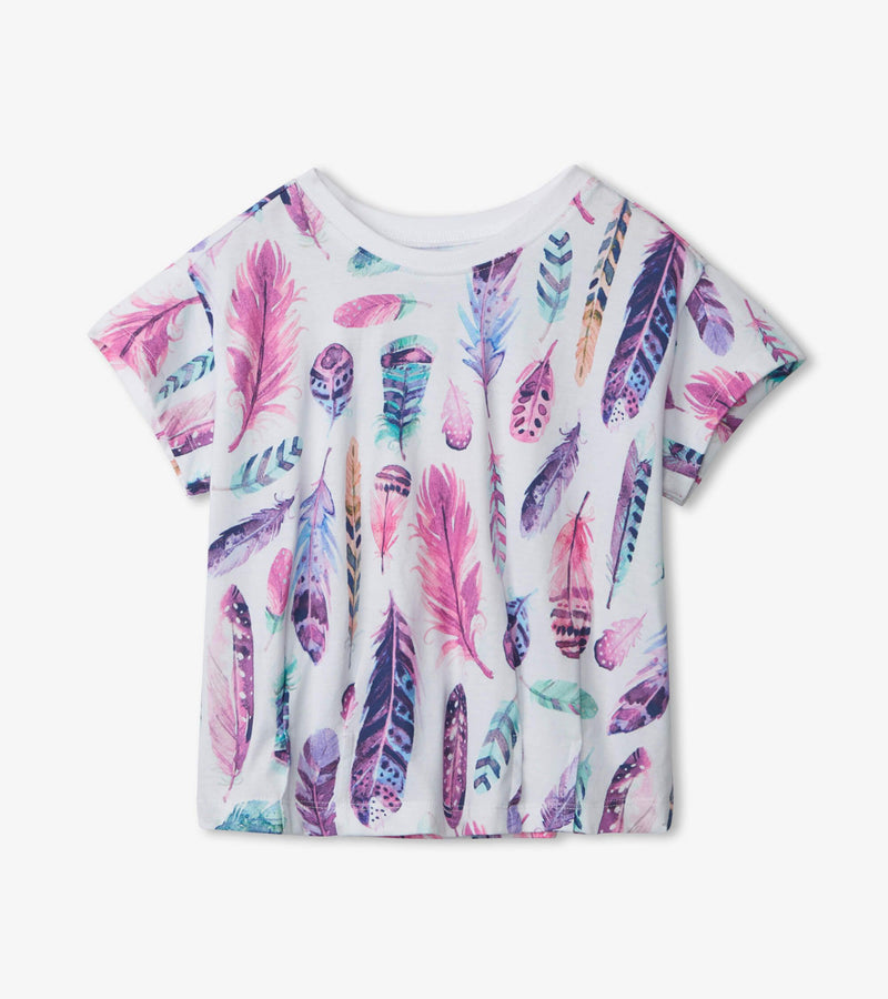 Hatley | Watercolour Feathers Pleated Slouchy Tee