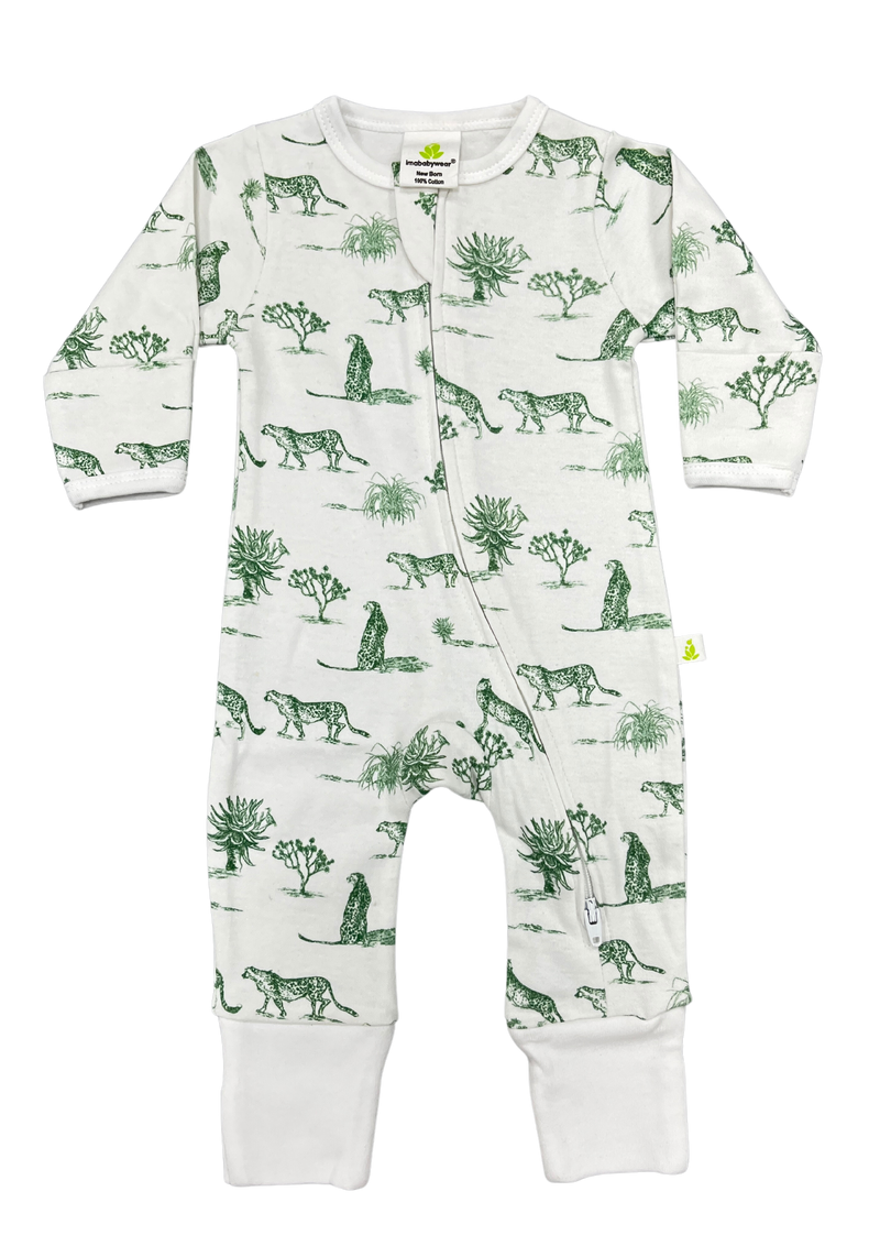 Imababywear | Baby's Long Sleeve Zipsuit -Safari