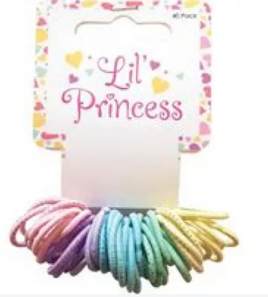 Lil Princess Baby Pastel Multicoloured Hair Ties 40pk 2mm