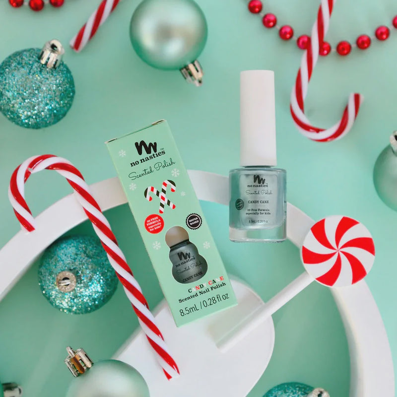 Limited Edition Christmas Candy Cane Scented Kids Polish - Shimmery Pastel Green