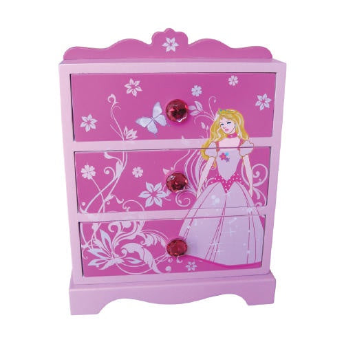 Princess Castle Wooden 3 Drawer - Pink