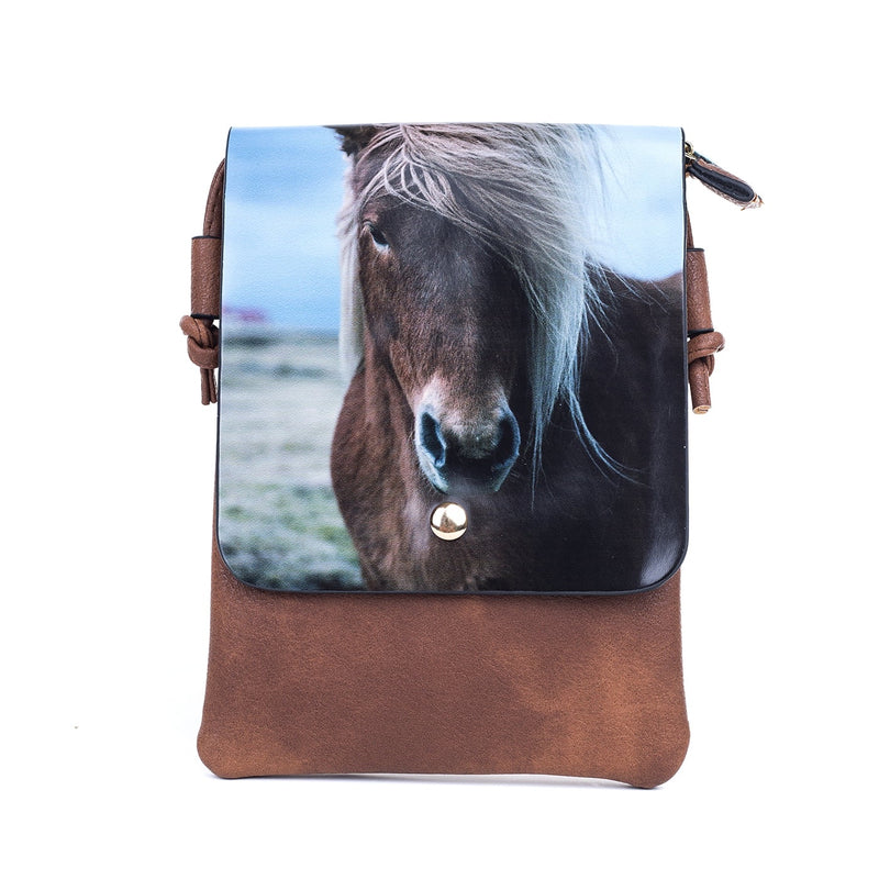 Cute Brown Pony Grey Mane Shoulder Bag